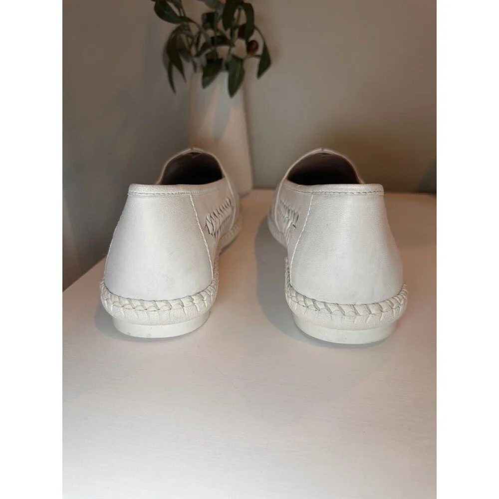 Trotters Liz White Woven Leather Slip On Comfort Flats Loafers Womens Size 8.5W